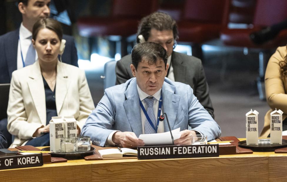 Исполняющий обязанности постоянного представителя РФ при ООН Дмитрий Полянский. AP Photo/ Stefan Jeremiah