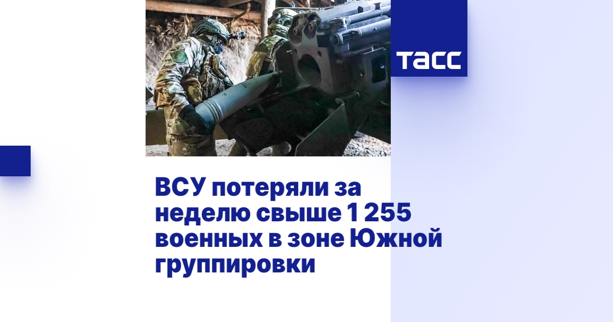 ВСУ потеряли за неделю свыше 1 255 военных в зоне Южной группировки