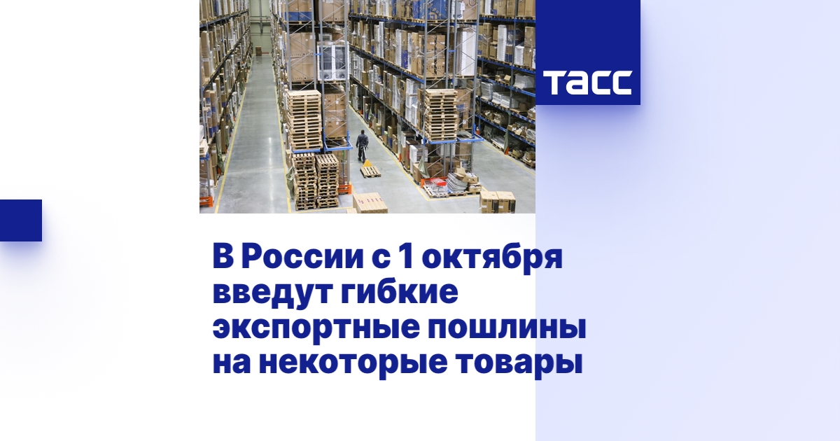 В России с 1 октября введут гибкие экспортные пошлины на некоторые товары