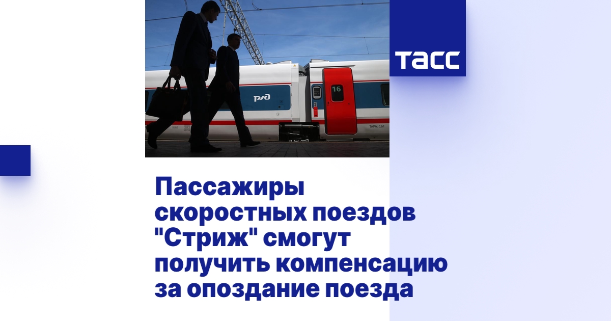 Пассажиры скоростных поездов "Стриж" смогут получить компенсацию за ...