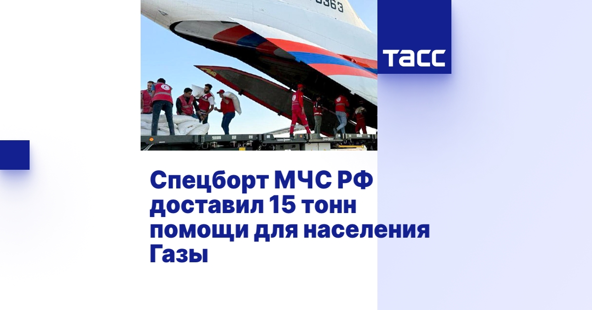 Спецборт МЧС РФ доставил 15 тонн помощи для населения Газы