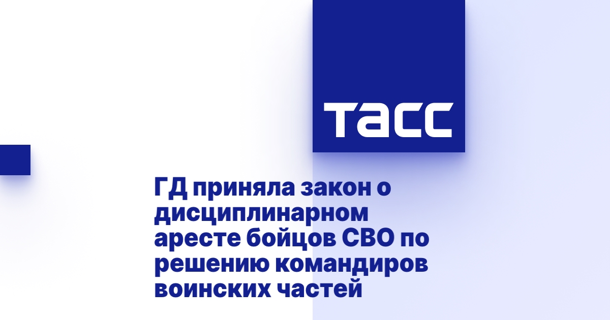 ГД приняла закон о дисциплинарном аресте бойцов СВО по решению ...